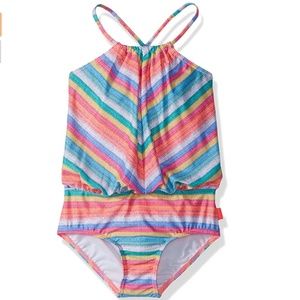 Seafolly Girls' Stripe Blouson One Piece Swimsuit
